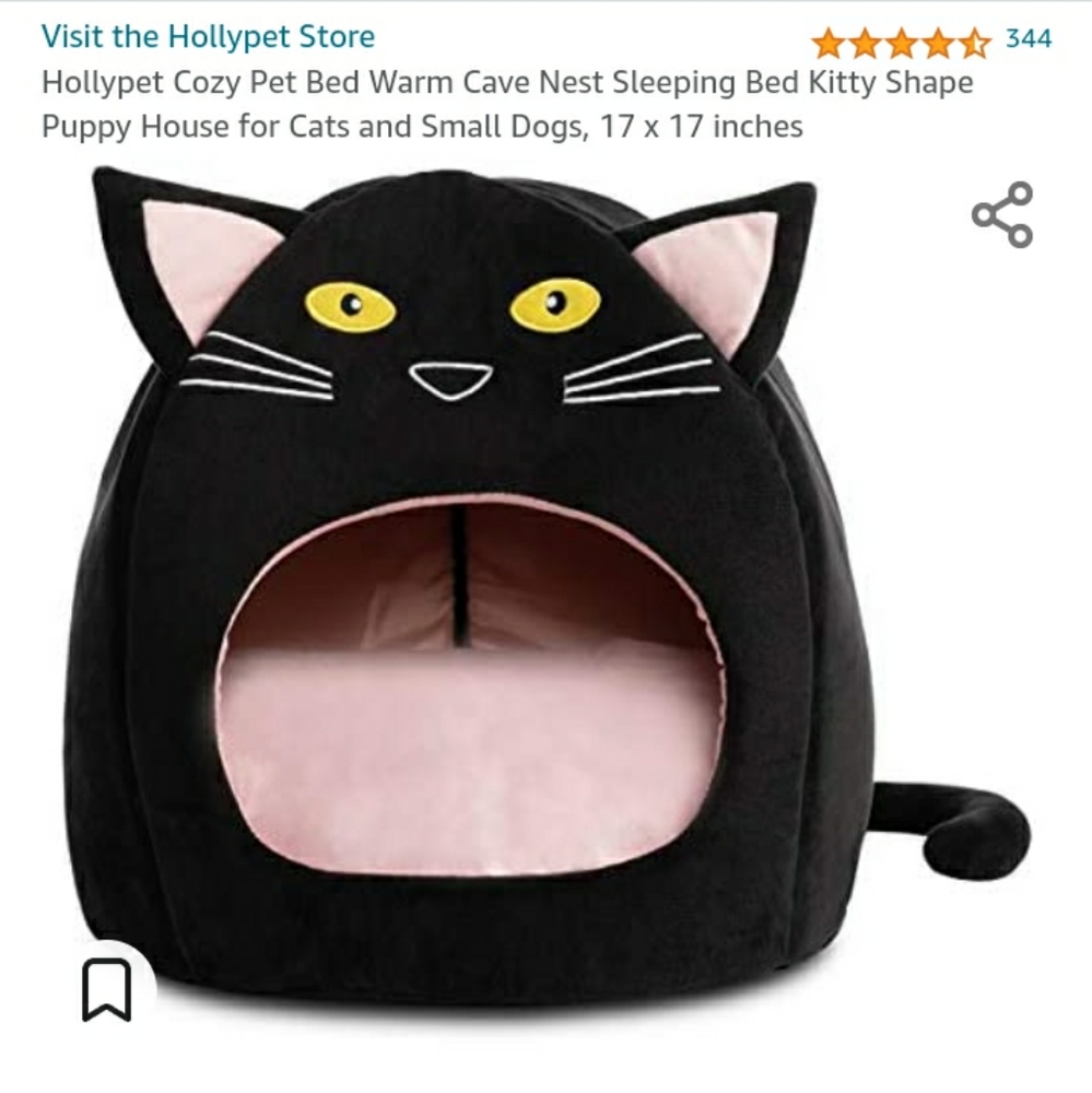 Black and pink kitty cat bed/house.